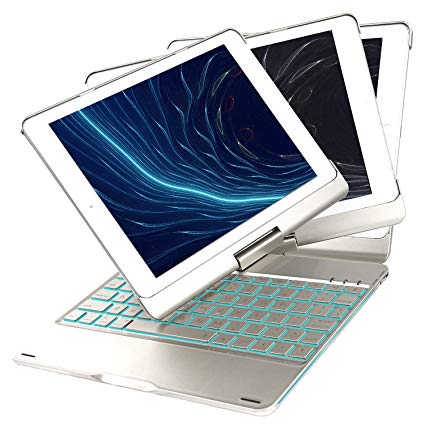 Silver iPad Bluetooth Keyboard Horizontal 360¡ã Rotation 7 Colors Adjustment Backlit for 2017 new ipad9.7/ pro9.7/ air2/ air1 Silver iPad Bluetooth Keyboard Horizontal 360¡ã Rotation 7 Colors Adjustment Backlit for 2017 new ipad9.7/ pro9.7/ air2/ air1